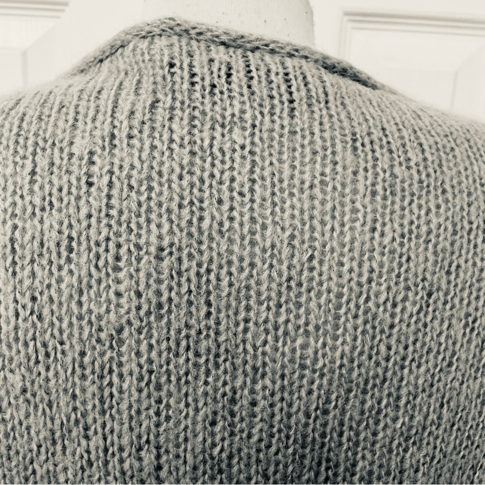Wooden Ships Charcoal Light Weight V-Neck Mohair and Wool Blend Sweater - Picture 4 of 6